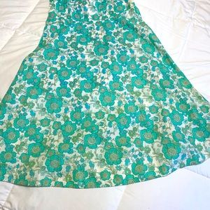 Summer spaghetti strap cotton dress, lined bodice top, with beaded prints,.